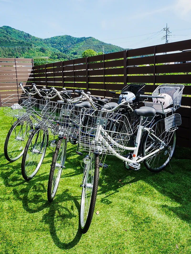 無料の貸出自転車です。富士吉田の観光には自転車がとても便利です。